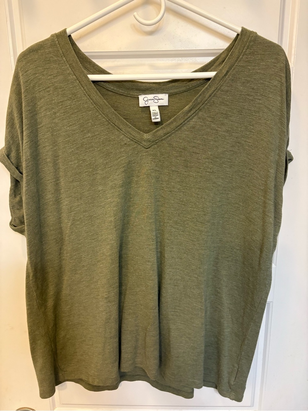 Jessica Simpson Olive V-Neck Relaxed Tee